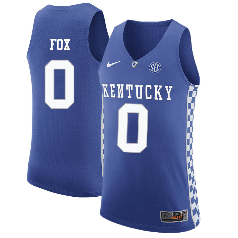 Men Kentucky Wildcats #0 DeAaron Fox College Basketball Jerseys-Blue